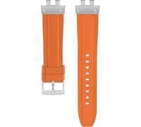 Fluororubber Rubber Watch bands Strap Compatible with For Casio GMW-B5000 GM-B2100 GMC-B2100 GMW B5000 GM B2100 (silver orange)
