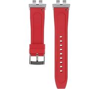 Fluororubber Rubber Watch bands Strap Compatible with For Casio GMW-B5000 GM-B2100 GMC-B2100 GMW B5000 GM B2100 (silver red)