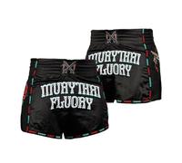 FLUORY Muay Thai Fight Shorts,MMA Shorts Clothing Training Cage Fighting Grappling Martial Arts Kickboxing Shorts Clothing, Mtsf118-black, Medium