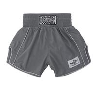 FLUORY Muay Thai Shorts Simple Stylish Boxing Shorts Soft Smooth Nylon Fighting Frapple Workout Shorts, Grey, S