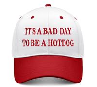 Flurblest Its a Bad Day to Be a Hotdog Hat Embroidered Snapback Baseball Hat, Dark-red Hotdog, One size