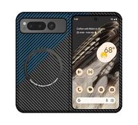 FLURIKA Magnetic Case for Google Pixel Fold Case Compatible with MagSafe Charger Carbon Fiber Slim Ultra Thin Aramid Fiber Anti-Scratch Shockproof Phone Case, Black&Blue