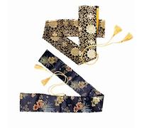 FLURSAILE 2pcs Sword Bag 51inch Synthetic Silk Katana Bag Sword Cover Carrying Case For Samurai Swords (Lucky Flower & Cloud)