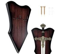 FLURSAILE Sword Wall Mount Vertical Display Holder Adjustable Stand for Arch Medieval Dagger Axe (1 Piece, Large, Brown)