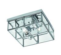 2 Light Chrome Flush Ceiling Mount Fitting Chandelier with Clear Bevelled Glass