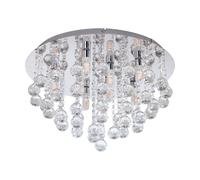 Flush 8 Bulb Ceiling Light IP44 Colour Chrome Clear Crystal Bulb G9 8x3W Incl