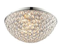 Flush Bathroom Ceiling Light Crystal Bead Dome Shade IP44 Round Lamp Bulb Holder