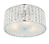 Flush Bathroom Ceiling Light Diffused Crystal Shade IP44 Round Lamp Bulb Holder