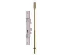 Flush Bolts, Radius, Flat Face, Steel & Nylon Rods, Zinc Alloy Silver (Flat Face, Steel Rod, 265mm Rod, 25mm x 172mm Body)