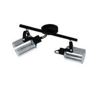 Flush Ceiling Light Black Chrome Shade Black Glass Vaporized Bulb E27 2x40W