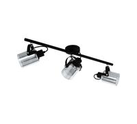 Flush Ceiling Light Black Chrome Transparent Glass Vaporized Bulb E27 3x40W