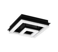 Flush Ceiling Light Colour Black Shade Black Clear Plastic Crystal Bulb LED 12W