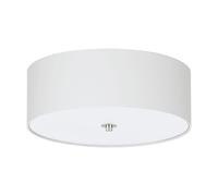 Elegant Satin Nickel Flush Ceiling Light With White Fabric Shade