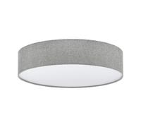 Elegant Flush Ceiling Light With White Grey Linen Shade And E27 Bulbs
