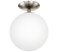 Flush Ceiling Light Satin Nickel Shade White Glass Opal Matt Bulb E27 1x60W