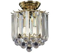 Flush Ceiling Mount Light Brass & Acrylic 2x Lamp Bulb Classic Hanging Fitting