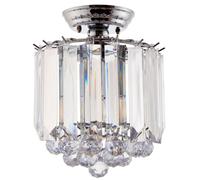 Flush Ceiling Mount Light Chrome & Acrylic 2x Lamp Bulb Classic Hanging Fitting
