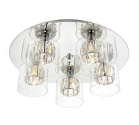 Flush Ceiling Mount Light Chrome Crystal Chandelier Round Modern Bulb Pendant
