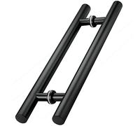 Flush Door Handle Set for Wooden/Glass Doors - Two-Sided Round Handles, Available in 24"/32"/40"/47" Lengths, Black Finish, Ideal for Gates and Home Decor - 60cm (23.6") to 40cm Size Options