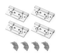 Flush Door Hinges,4 Pieces Heavy Duty Stainless Steel Small Flush Hinge with Screws for Cabinet Closet Furniture and DIY Bearing Mute 4"