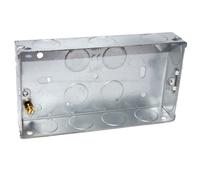 Flush Double Galvanised Steel Back Box With Fixed Lugs 25mm