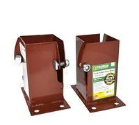 Flush Fit Bolt Down Shoes - Twin Pack 75 x 75mm Fence Fixing Galvanised Steel