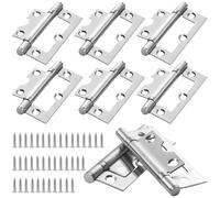 Flush Hinges 8 Packs, Stainless Steel Door Hinges 75 mm, Non-Mortise Hinges, No Noise Ball Bearing Hinge with Screws for Cabinet Furniture Window Wardrobe(Silver)