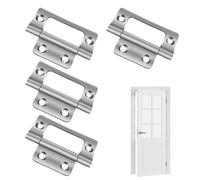 Flush Hinges Cupboard Door Hinges - 4 Pack (2 Pairs) 50 mm Cabinet Hinges for Cupboard Doors, Dressers, Wardrobes, Toolboxes - Chrome Plated Hinge for Furniture Use