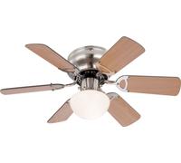 Flush mount ceiling fan light with pull cords UGO Matt Nickel 76cm 30"