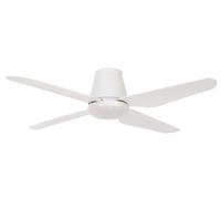Flush mount ceiling fan with LED light and remote Aria CTC White 122 cm 48