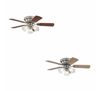 Flush mount Ceiling fan with Lights Contempra Nickel 90cm Small Fan with Chains