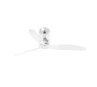 Flush Mount Ceiling fan with Remote Mini Tube Gloss Chrome & Clear DC Fan Quiet