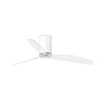 Flush Mount Ceiling fan with Remote Mini Tube Gloss White & Clear DC Fan Quiet