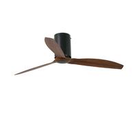 Flush Mount Ceiling fan with Remote Mini Tube Matt Black & Walnut DC Fan Quiet