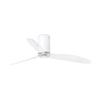 Flush Mount Ceiling fan with Remote Mini Tube Matt White & Clear DC Fan Quiet