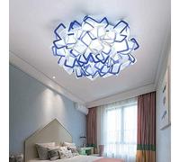 Flush Mount Ceiling Light, Art Deco Petals Led with Acrylic Shade Indoor Ceiling Light Chandelier for Hotel Living Room Bedroom,Hanging Light(Blue)
