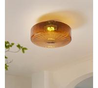 Flush Mount Ceiling Light, Mid Century Modern Glass Overhead Light with Water Ripple Glass Shade, Suitable for Living Room, Bedroom, Kitchen, Entryway