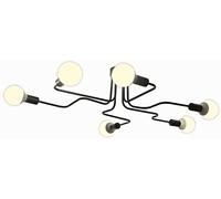 Flush Mount Ceiling Light,Modern Vintage Chandelier Black Industrial Lighting Fixtures with 4 Lights E27 Bu Base Suitable for Kitchen Dining Room Bedroom,Black,6 Head