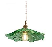 Flush Mount Ceiling Light Retro Lotus Leaf Chandelier Creative Glass Hanging Lamp Stylish Pendant Lighting for Hotel Corridor & Porch Decoration