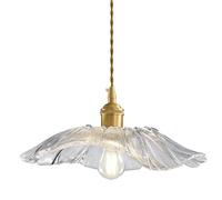Flush Mount Ceiling Lighting Fixtures,Nordic Retro Chandelier,Creative Personality Lotus Leaf-Shaped Brass Glass Pendant Lamp,Tea Room Restaurant Coffee House Decoration Hanging Light