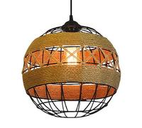 Flush Mount Ceiling Pendant Lamp, American Country Style Iron Art Hemp Rope Chandelier, Base Single Head Hanging Light, Living Room Restaurant Balcony Decorat Light Fixtures