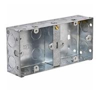 Flush Mount Dual Pattress Back Box 35MM - Double Electrical Socket Mounting Box, Ideal for Wall-Embedded Installations, Compatible with UK Standard Outlets, Durable and Easy to Install