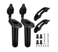 Flush Mount Fishing Rod Holder Bracket with 30 Degree Angle Head | Kayak Paddle and Wall Mounting, Black Plastic Build, Rubber Nut Included, DIY Installers