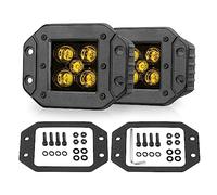 Flush Mount LED Pods Amber, Niwaker 2Pcs 5'' 100W CREE Work Light Off Road Driving Lights Spot Bumper Light Bar Waterproof Fog Lamp Yellow Flush Mount LED Lights for Truck Pickup SUV ATV UTV Boat