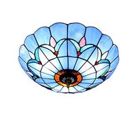 Flush Mount Light Fixtures,V-intage Stained Glass Shade Hallway Ceiling Lamp, Retro Decoration Chandelier Pendan Lighting for Living Room Bedroom,White,60cm Interesting,Hangi