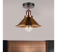 Flush Mount Lighting With E27 Holder 22Cm Cone Lampshade Easy Fit Ceiling Light Fixture Or Kitchen, Hallway, Bedroom Yellow Brass