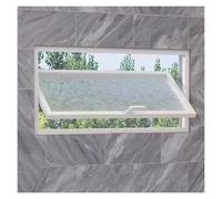 Flush Mount Rectangle Metal Window, 360° Rotatable Tempered Glass with Handles for Bathroom Kitchen Living Room, Easy Installation, Durable Design