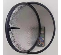 Flush Mount Round Shed Window 360° Rotatable Ventilated Porthole Window with Handles Tempered Glass for Bathroom & Kitchen Black 15.7in (40cm) - Stylish & Functional Design