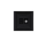 Flush Mount Socket Type F + GN. RJ-45 Fields Black, 33205