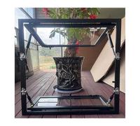 Flush Mount Tempered Glass Windows with Handle, Up and Down Open Door Ventilation Windows for Home Sheds Bathroom Chicken Coop Household Loft Garage Basement(60x80cm)